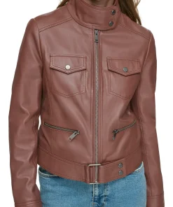 womens-stand-collar-brown-moto-faux-leather-jacket