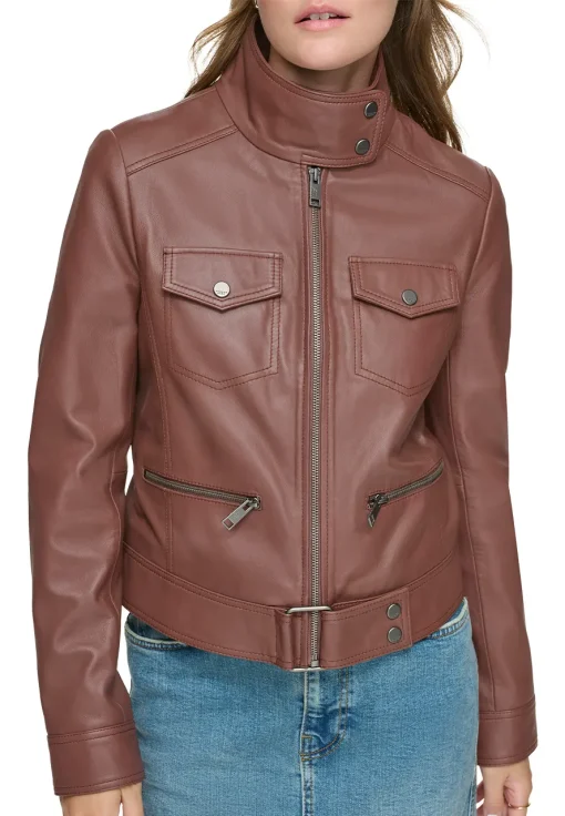 womens-stand-collar-brown-moto-faux-leather-jacket