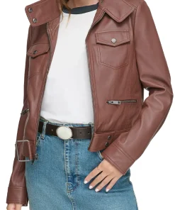 womens-stand-collar-brown-moto-faux-leather-jacket