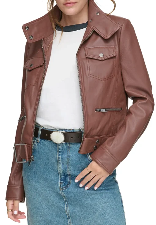 womens-stand-collar-brown-moto-faux-leather-jacket