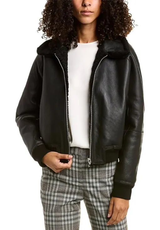 womens-zip-up-black-faux-leather-shearling-bomber-jacket