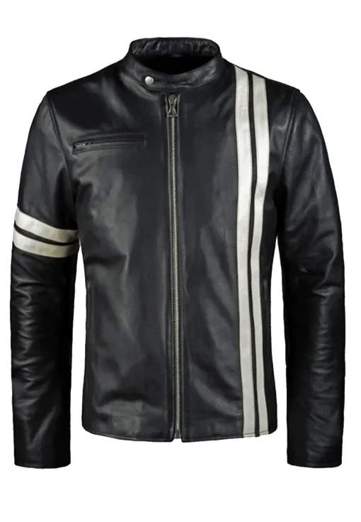 mens-black-faux-leather-biker-jacket-with-white-stripes