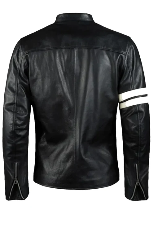 mens-black-faux-leather-biker-jacket-with-white-stripes