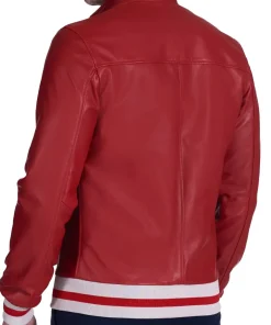 mens-authentic-red-faux-leather-bomber-jacket