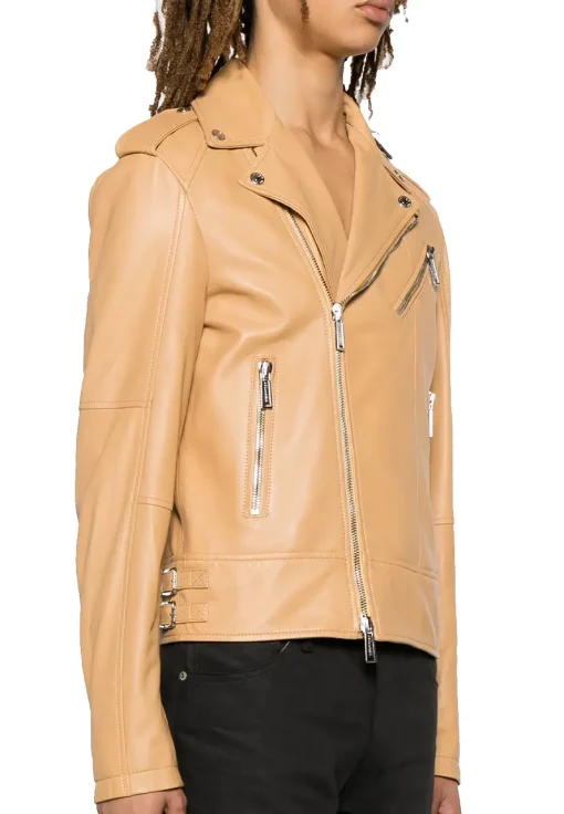 mens-biker-beige-faux-leather-jacket