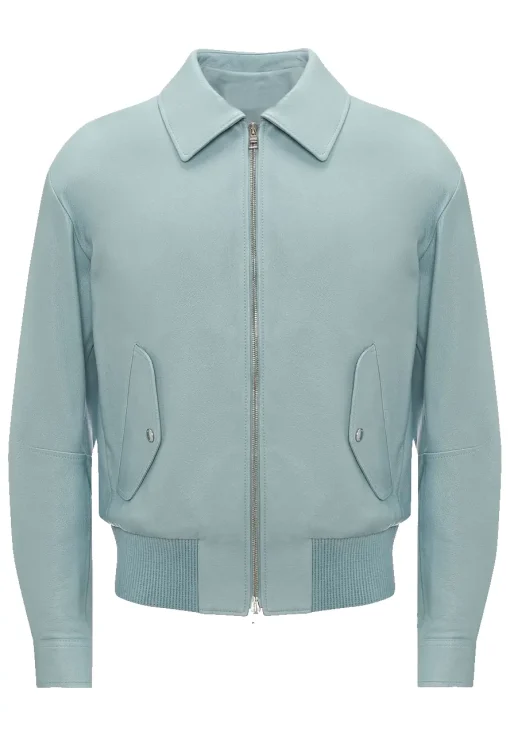 mens-bomber-light-blue-faux-leather-jacket