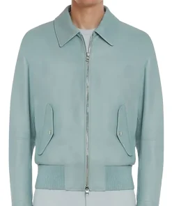 mens-bomber-light-blue-faux-leather-jacket
