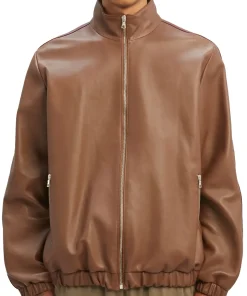 mens-chocolate-brown-faux-leather-track-jacket