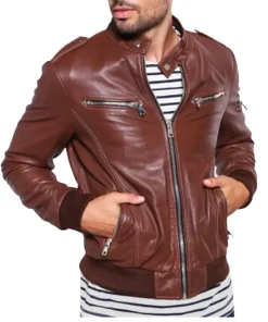 mens-classic-brown-bomber-faux-leather-jacket