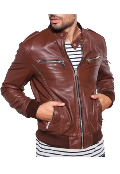 mens-classic-brown-bomber-faux-leather-jacket