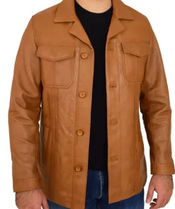 mens-cognac-faux-leather-reefer-blazer-jacket