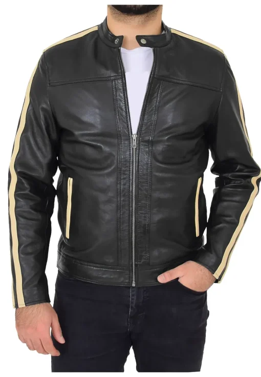mens-contrasting-stripes-black-faux-leather-biker-jacket