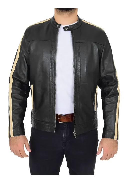 mens-contrasting-stripes-black-faux-leather-biker-jacket