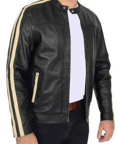 mens-contrasting-stripes-black-faux-leather-biker-jacket