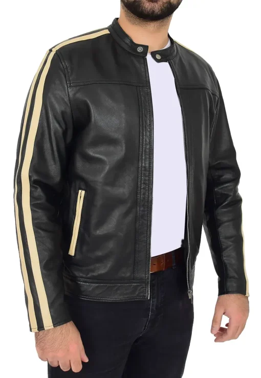 mens-contrasting-stripes-black-faux-leather-biker-jacket