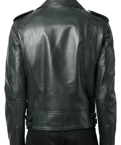 mens-dark-green-faux-leather-biker-jacket