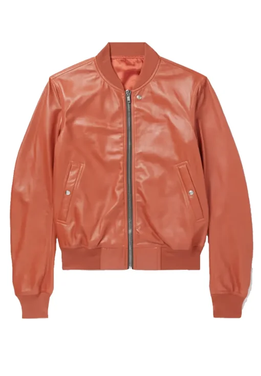 mens-faux-leather-orange-bomber-jacket