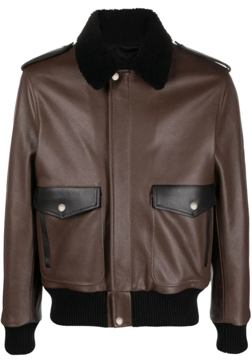 mens-fur-collar-brown-faux-leather-racing-jacket