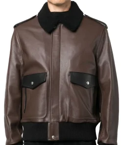 mens-fur-collar-brown-faux-leather-racing-jacket