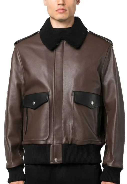 mens-fur-collar-brown-faux-leather-racing-jacket