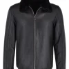 mens-mink-fur-collar-black-faux-leather-bomber-jacket