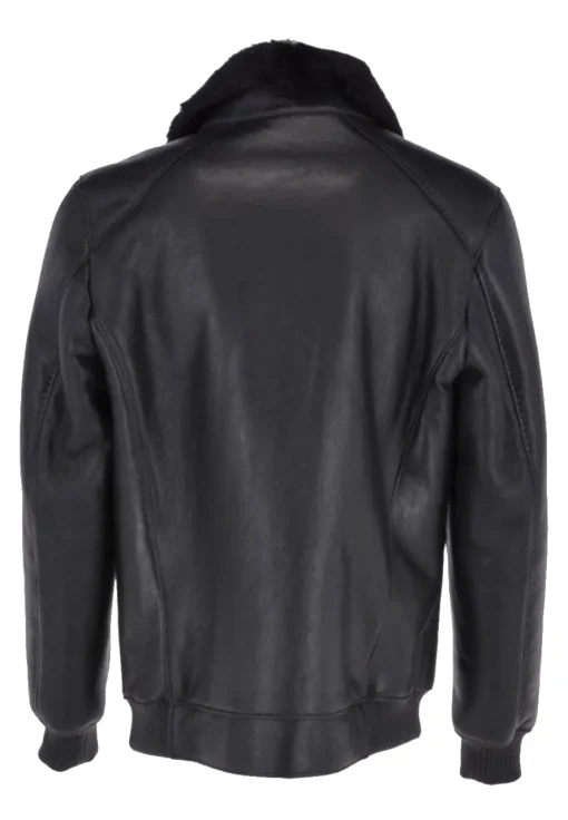 mens-mink-fur-collar-black-faux-leather-bomber-jacket