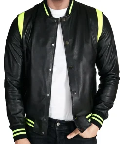 mens-neon-and-black-faux-leather-bomber-jacket