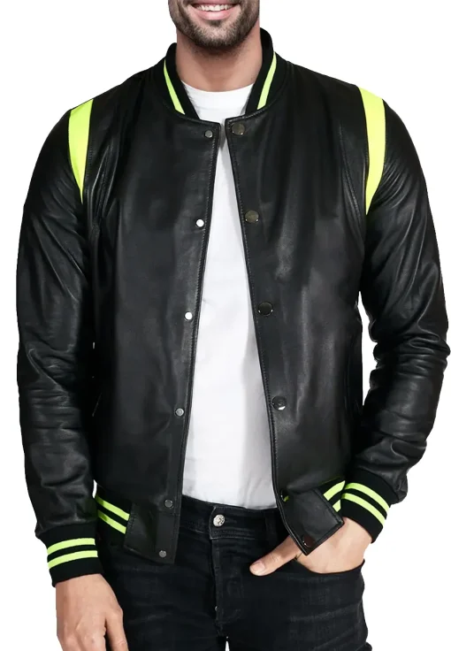 mens-neon-and-black-faux-leather-bomber-jacket
