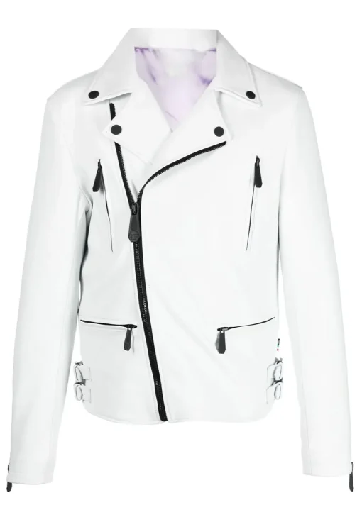 mens-notched-collar-white-faux-leather-biker-jacket