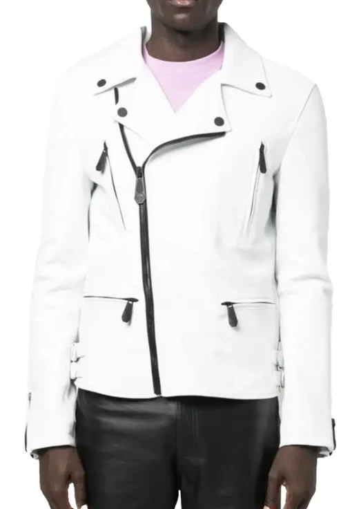 mens-notched-collar-white-faux-leather-biker-jacket