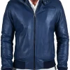 mens-shiny-blue-faux-leather-bomber-jacket