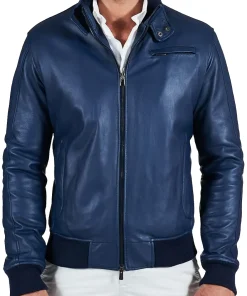 mens-shiny-blue-faux-leather-bomber-jacket