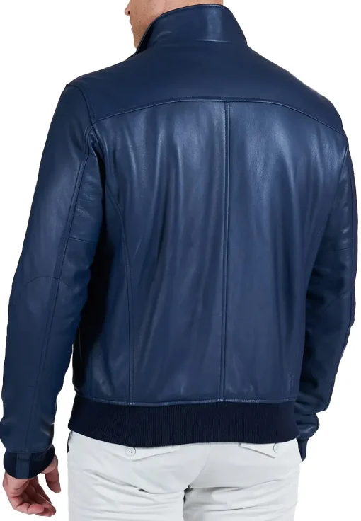 mens-shiny-blue-faux-leather-bomber-jacket