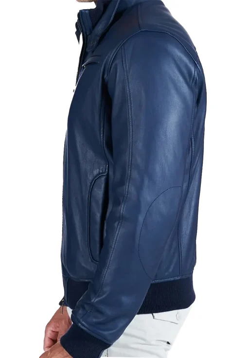 mens-shiny-blue-faux-leather-bomber-jacket