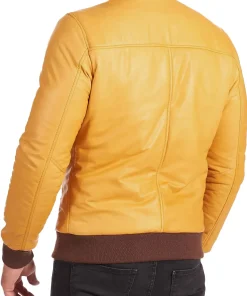 mens-soft-yellow-faux-leather-bomber-jacket