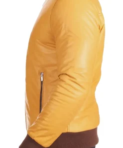 mens-soft-yellow-faux-leather-bomber-jacket