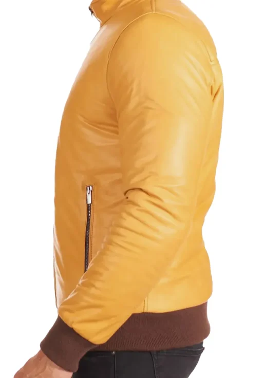 mens-soft-yellow-faux-leather-bomber-jacket