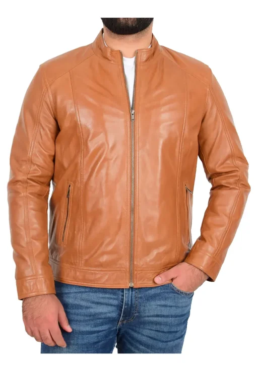 mens-tan-faux-leather-casual-zip-jacket