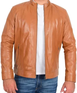 mens-tan-faux-leather-casual-zip-jacket