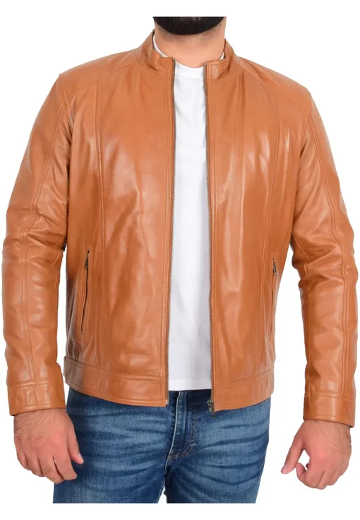 mens-tan-faux-leather-casual-zip-jacket