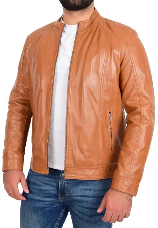 mens-tan-faux-leather-casual-zip-jacket