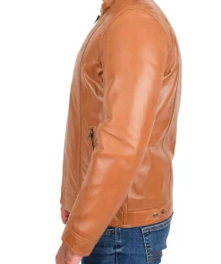 mens-tan-faux-leather-casual-zip-jacket