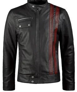 mens-vintage-black-faux-leather-biker-jacket-with-red-stripe