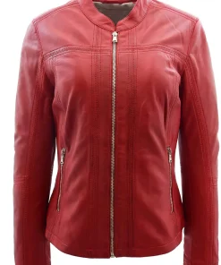 womens-band-collar-red-faux-leather-biker-jacket