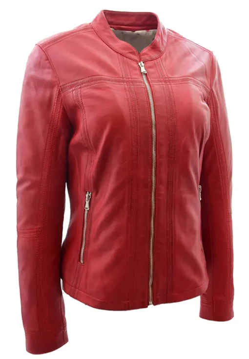 womens-band-collar-red-faux-leather-biker-jacket