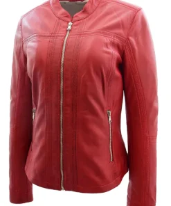 womens-band-collar-red-faux-leather-biker-jacket