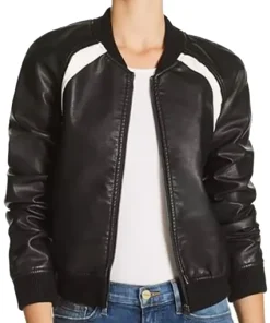 womens-baseball-collar-black-faux-leather-bomber-jacket