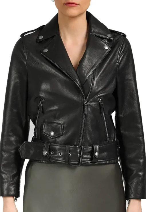 womens-black-biker-faux-leather-belted-jacket