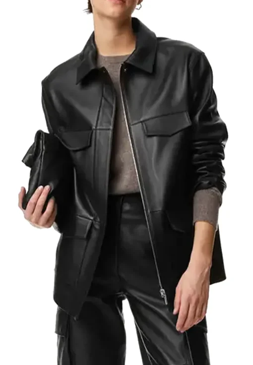 womens-black-faux-leather-collared-utility-jacket