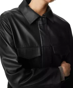 womens-black-faux-leather-collared-utility-jacket